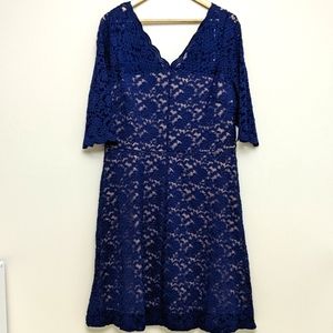 NWOT Dressbarn Navy Blue Lace Lined Scallop 3/4 Sleeve Plus Size 16 Plus Size 18